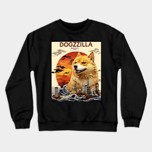 Dogezilla  Funny Doge Meme Giant Shiba Inu Funny Doge Meme Giant Shiba Inu Crewneck Sweatshirt